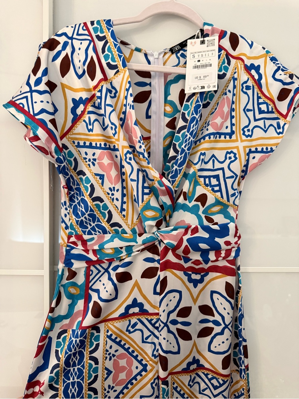 Zara Boho Tile-Print Maxi Dress in Multicolor
